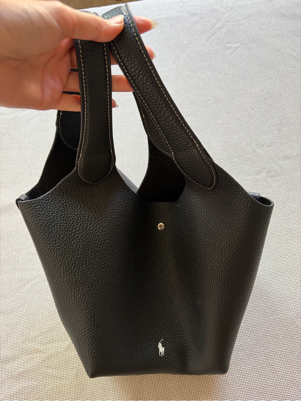 $598 Polo Ralph Lauren polo play Black Leather tote Bag